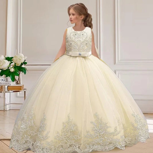 4 - 12 years old gorgeous girl dress sheer elegant girl birthday party princess dress long carnival evening dress summer clothing - PratSN