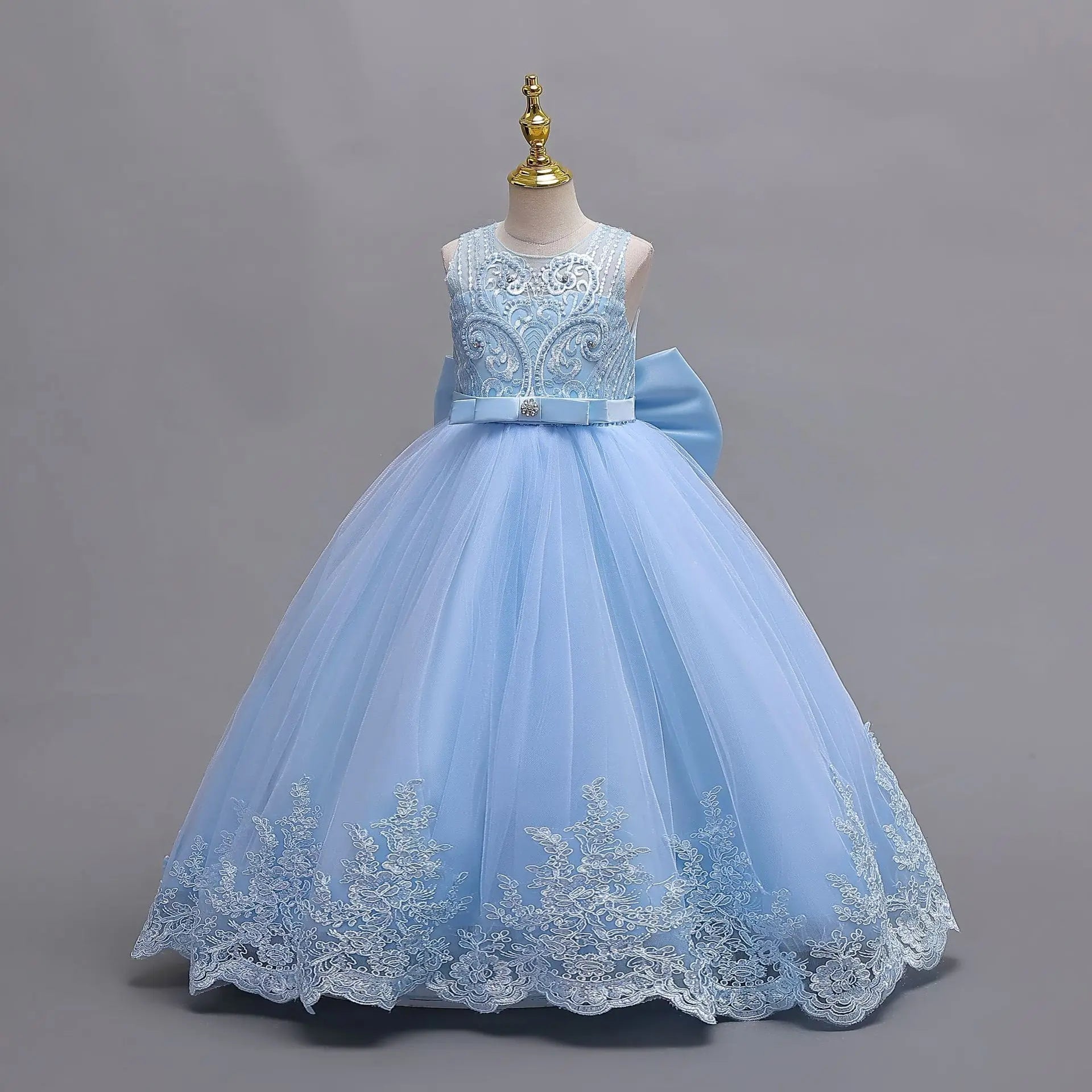 4 - 12 years old gorgeous girl dress sheer elegant girl birthday party princess dress long carnival evening dress summer clothing - PratSN