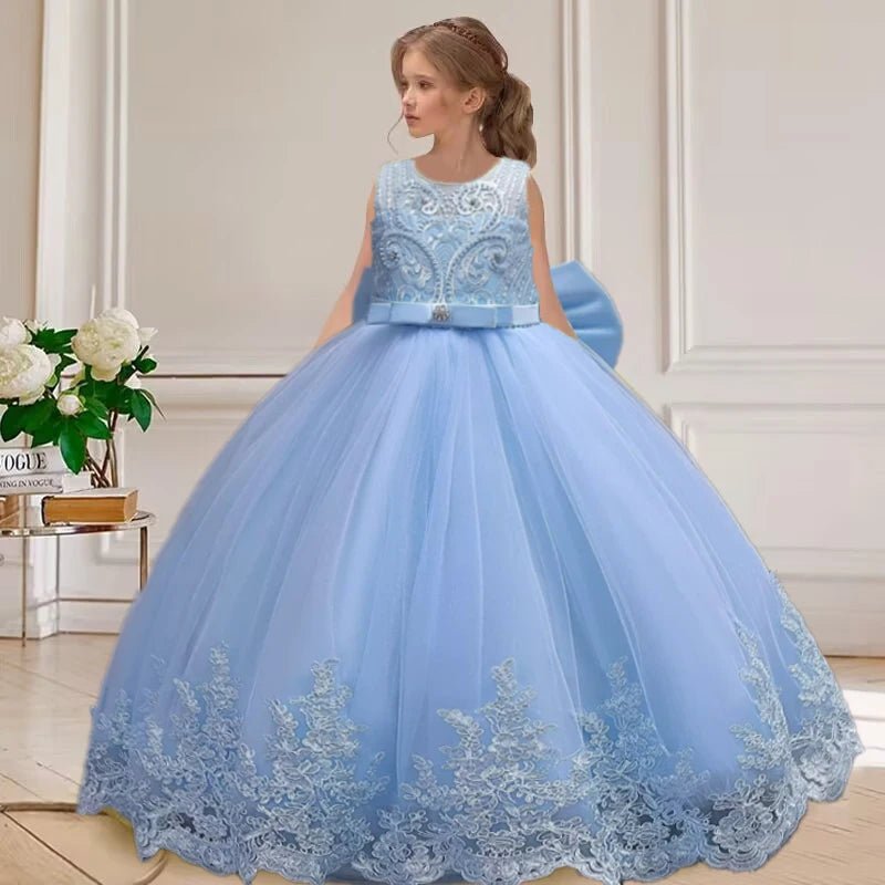 4 - 12 years old gorgeous girl dress sheer elegant girl birthday party princess dress long carnival evening dress summer clothing - PratSN