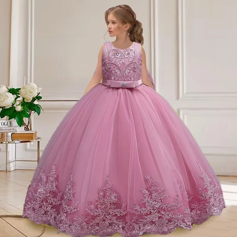 4 - 12 years old gorgeous girl dress sheer elegant girl birthday party princess dress long carnival evening dress summer clothing - PratSN
