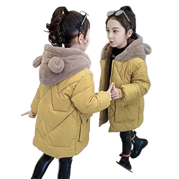 4 - 12 Years Winter Girls Jacket Fur Collar Warm Princess Coat Hooded Zipper Windproof Kids Outerwear Birthday Gift Parka Snowsuit - PratSN