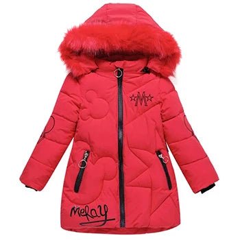 4 - 12 Years Winter Girls Jacket Fur Collar Warm Princess Coat Hooded Zipper Windproof Kids Outerwear Birthday Gift Parka Snowsuit - PratSN