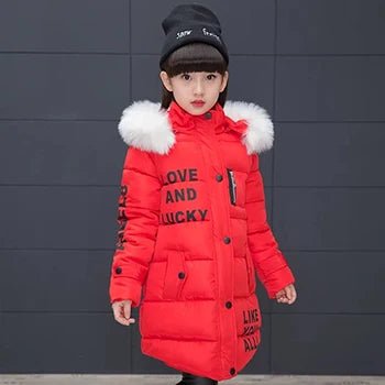 4 - 12 Years Winter Girls Jacket Fur Collar Warm Princess Coat Hooded Zipper Windproof Kids Outerwear Birthday Gift Parka Snowsuit - PratSN