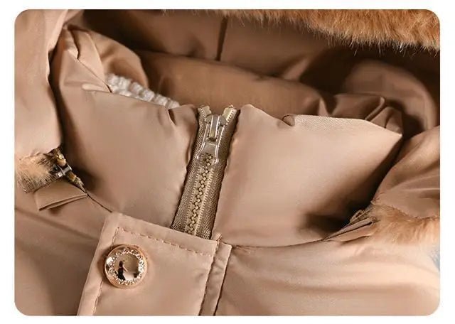 4 - 12 Years Winter Girls Jacket Fur Collar Warm Princess Coat Hooded Zipper Windproof Kids Outerwear Birthday Gift Parka Snowsuit - PratSN
