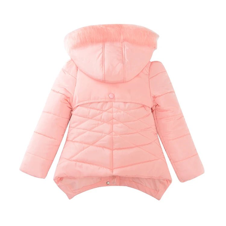 4 - 12 Years Winter Girls Jacket Fur Collar Warm Princess Coat Hooded Zipper Windproof Kids Outerwear Birthday Gift Parka Snowsuit - PratSN