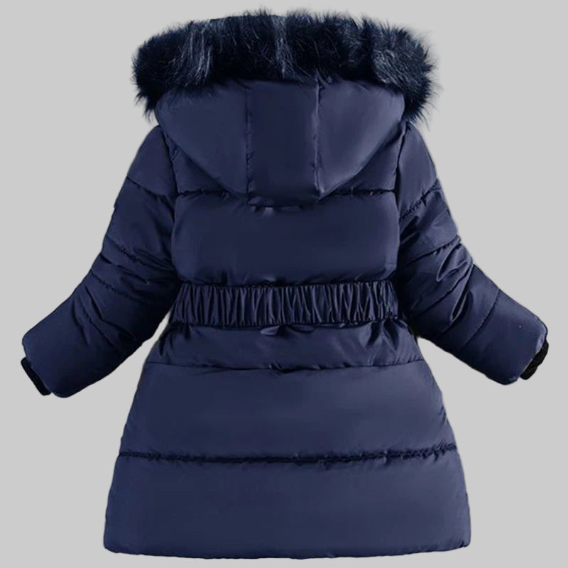 4 - 12 Years Winter Girls Jacket Fur Collar Warm Princess Coat Hooded Zipper Windproof Kids Outerwear Birthday Gift Parka Snowsuit - PratSN