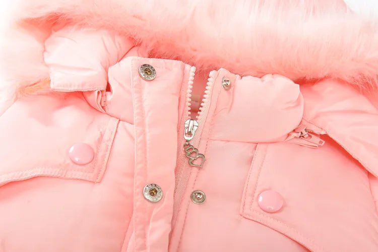4 - 12 Years Winter Girls Jacket Fur Collar Warm Princess Coat Hooded Zipper Windproof Kids Outerwear Birthday Gift Parka Snowsuit - PratSN