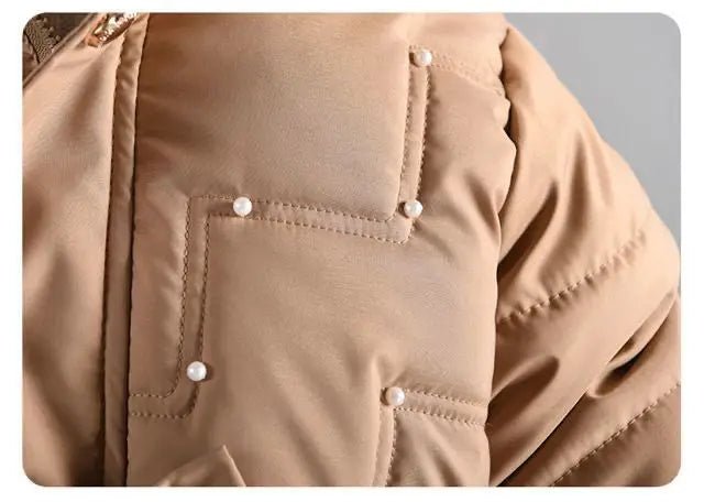 4 - 12 Years Winter Girls Jacket Fur Collar Warm Princess Coat Hooded Zipper Windproof Kids Outerwear Birthday Gift Parka Snowsuit - PratSN