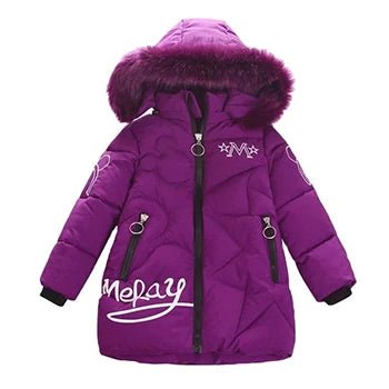 4 - 12 Years Winter Girls Jacket Fur Collar Warm Princess Coat Hooded Zipper Windproof Kids Outerwear Birthday Gift Parka Snowsuit - PratSN