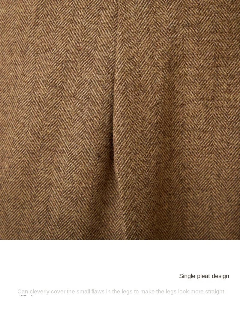 40% Wool Winter Thick Warm Naples Casual High Waist Straight Pants Commuter Retro Men - PratSN