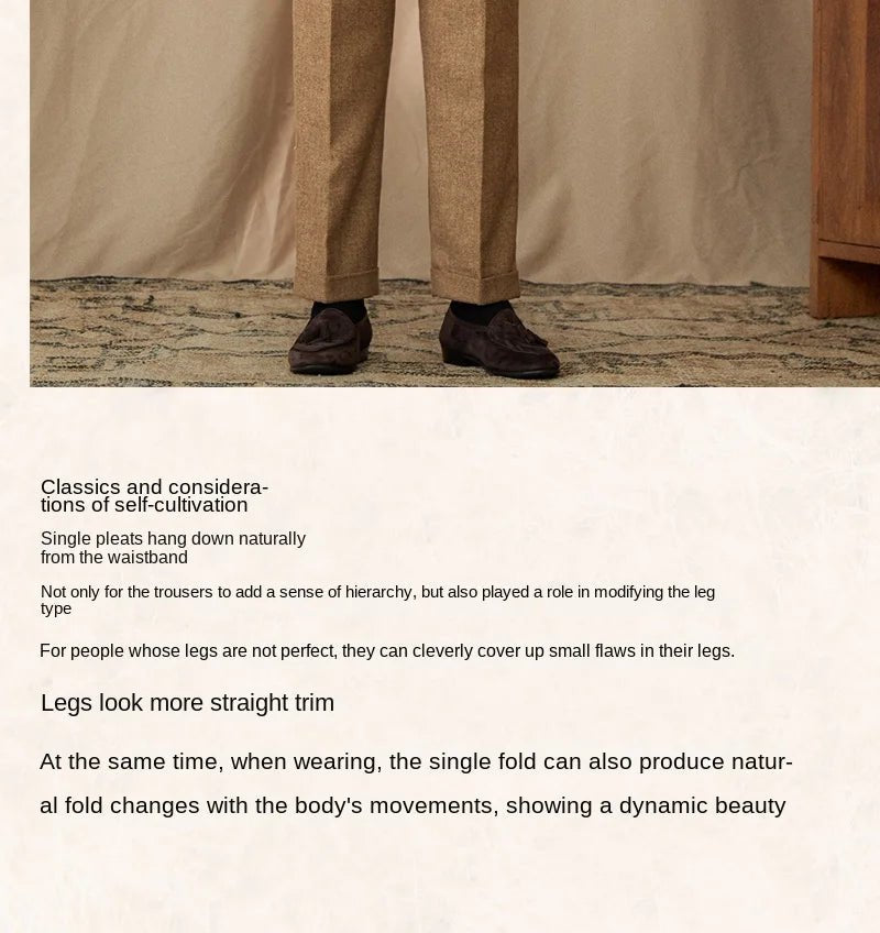 40% Wool Winter Thick Warm Naples Casual High Waist Straight Pants Commuter Retro Men - PratSN