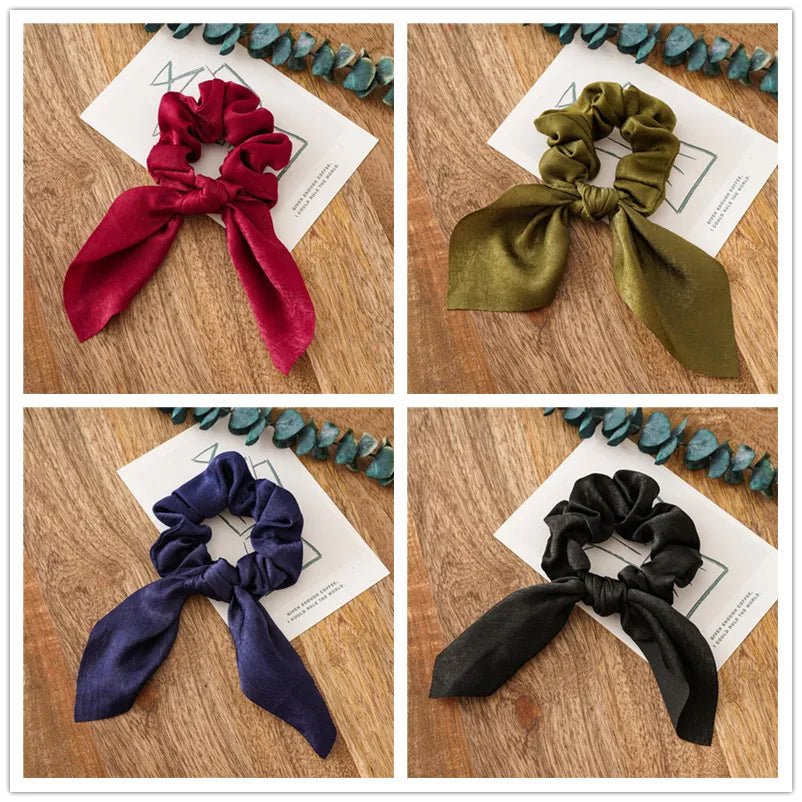 4pcs/lot Women Hair Scrunchies Elastic Hair Bands Leopard Print Bow Knotted Scrunchy for Girls Hair Ties - PratSN