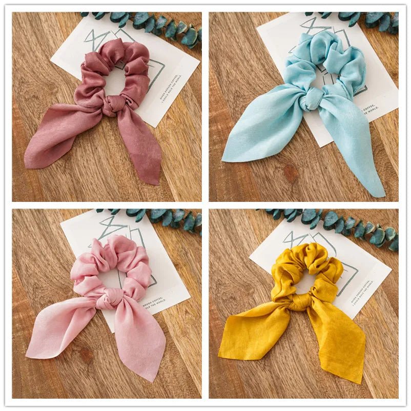 4pcs/lot Women Hair Scrunchies Elastic Hair Bands Leopard Print Bow Knotted Scrunchy for Girls Hair Ties - PratSN