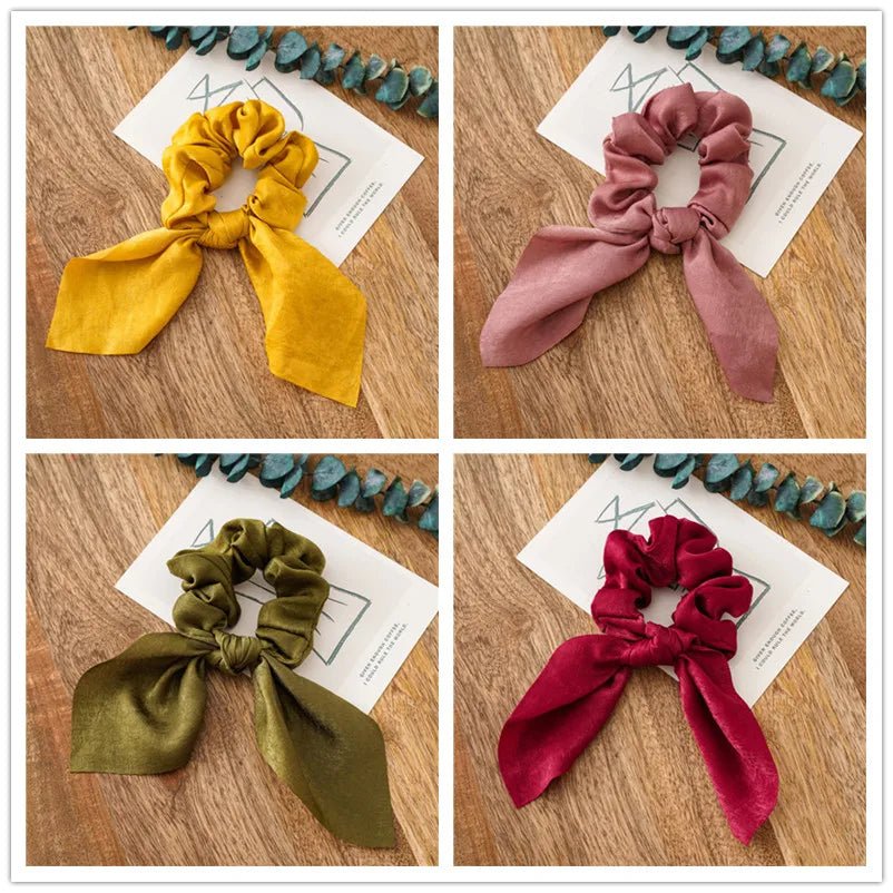 4pcs/lot Women Hair Scrunchies Elastic Hair Bands Leopard Print Bow Knotted Scrunchy for Girls Hair Ties - PratSN