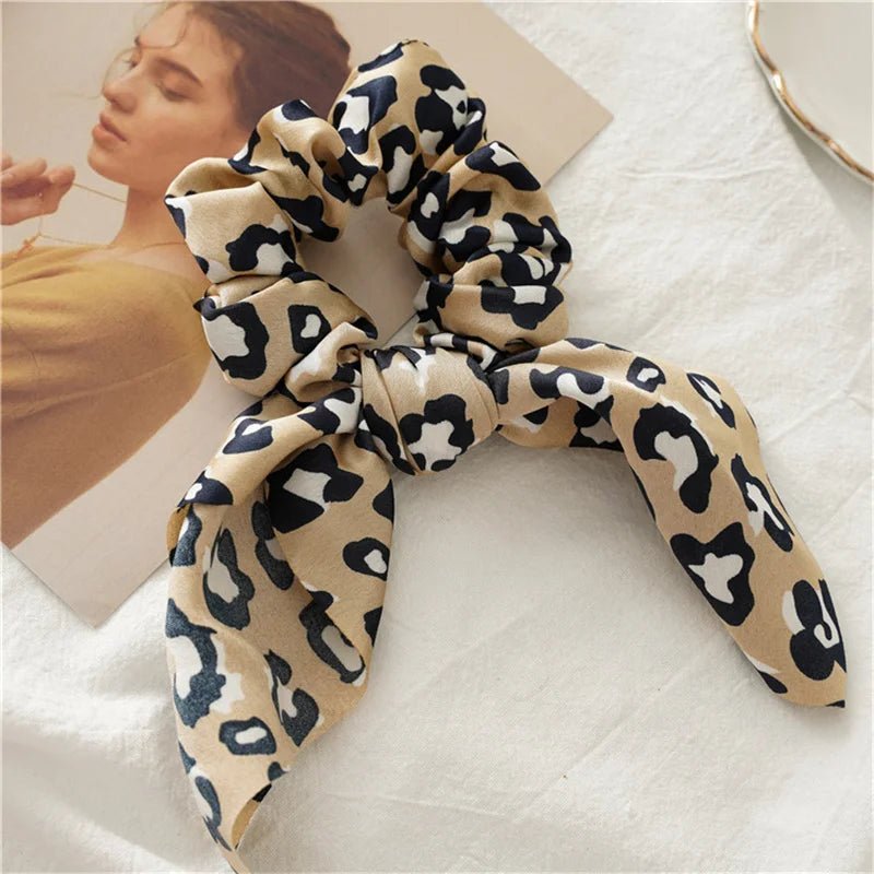 4pcs/lot Women Hair Scrunchies Elastic Hair Bands Leopard Print Bow Knotted Scrunchy for Girls Hair Ties - PratSN