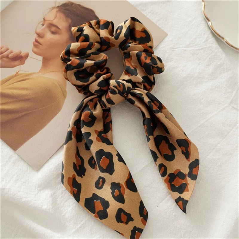 4pcs/lot Women Hair Scrunchies Elastic Hair Bands Leopard Print Bow Knotted Scrunchy for Girls Hair Ties - PratSN
