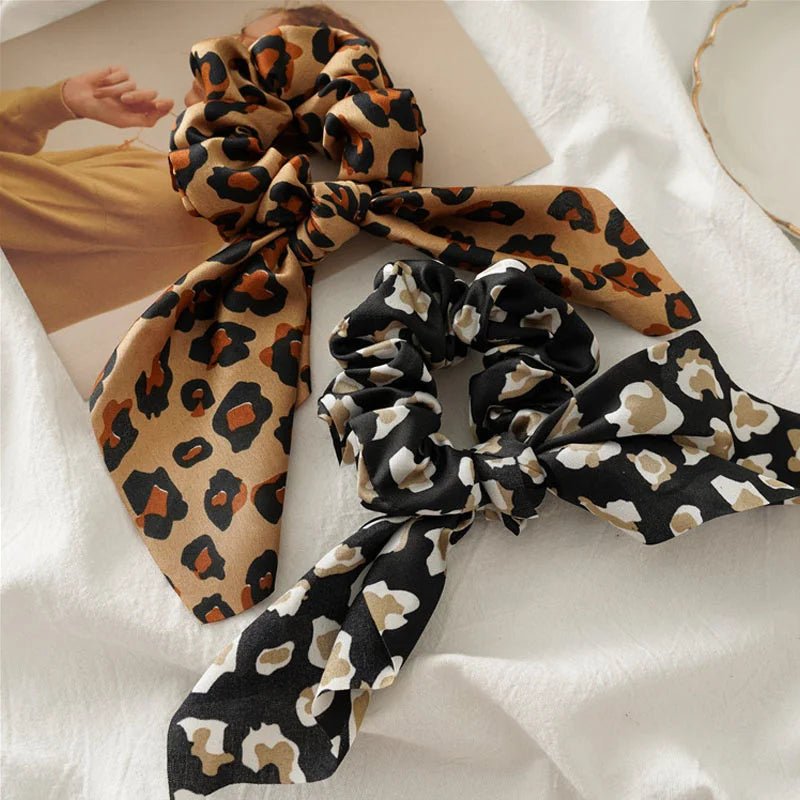 4pcs/lot Women Hair Scrunchies Elastic Hair Bands Leopard Print Bow Knotted Scrunchy for Girls Hair Ties - PratSN