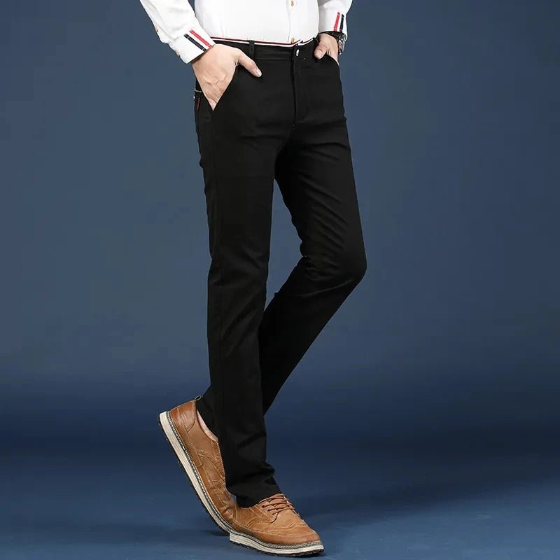 6 Colors Fashion Mens Slim Fit Casual Pants Korea Style Business Work Trousers All - match Mens Midwaist Straight Casual Pants - PratSN