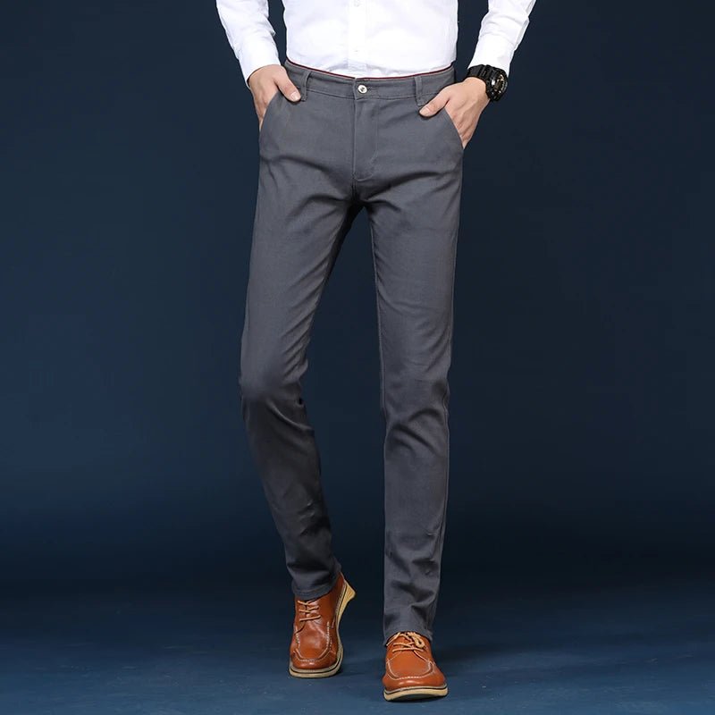 6 Colors Fashion Mens Slim Fit Casual Pants Korea Style Business Work Trousers All - match Mens Midwaist Straight Casual Pants - PratSN
