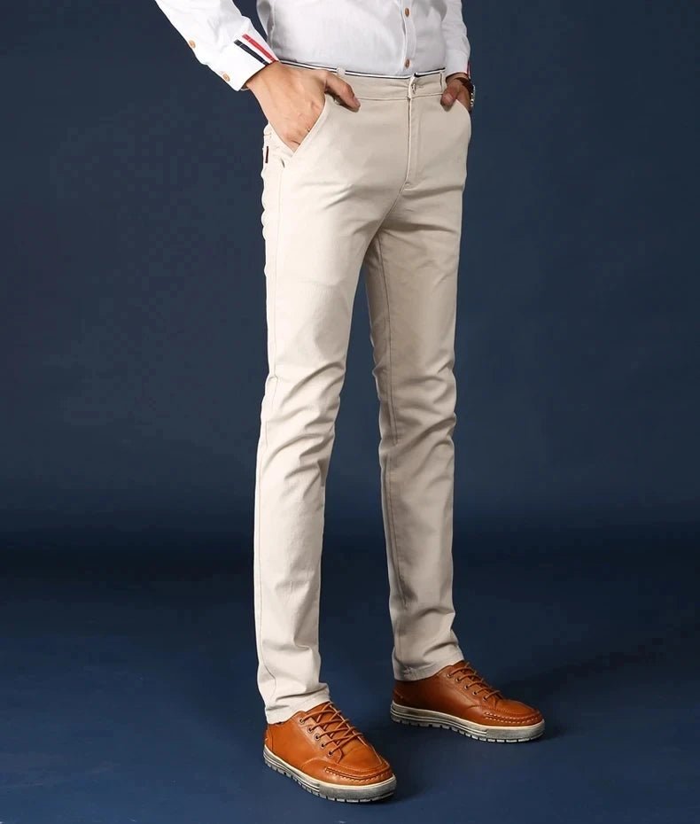 6 Colors Fashion Mens Slim Fit Casual Pants Korea Style Business Work Trousers All - match Mens Midwaist Straight Casual Pants - PratSN