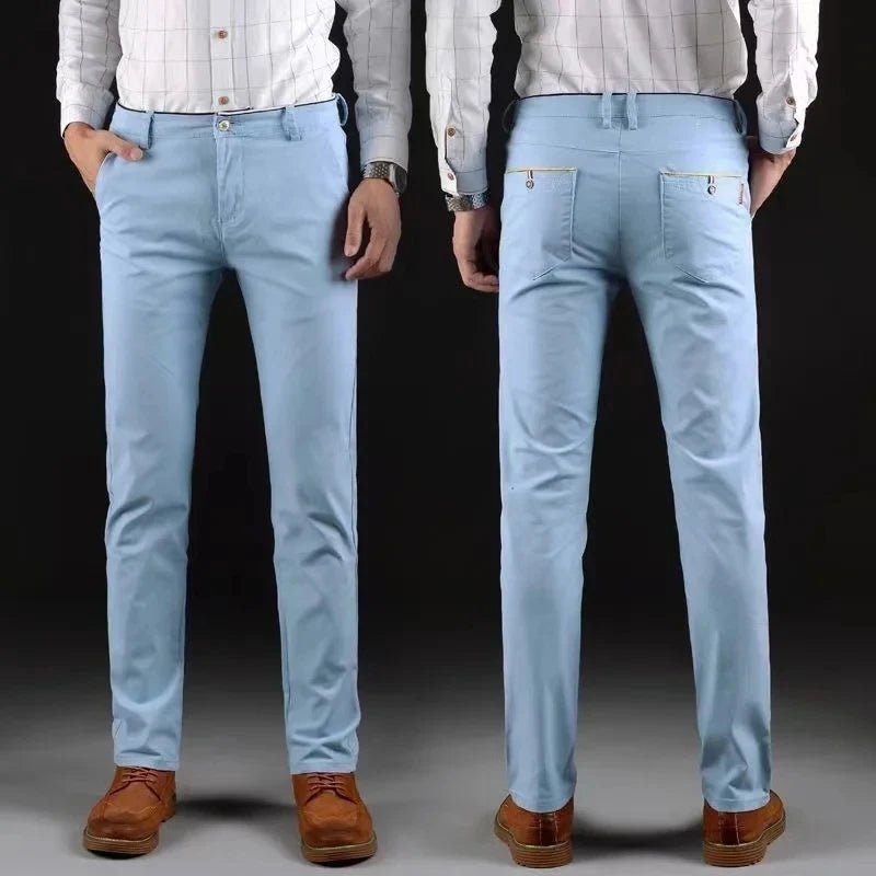 6 Colors Fashion Mens Slim Fit Casual Pants Korea Style Business Work Trousers All - match Mens Midwaist Straight Casual Pants - PratSN