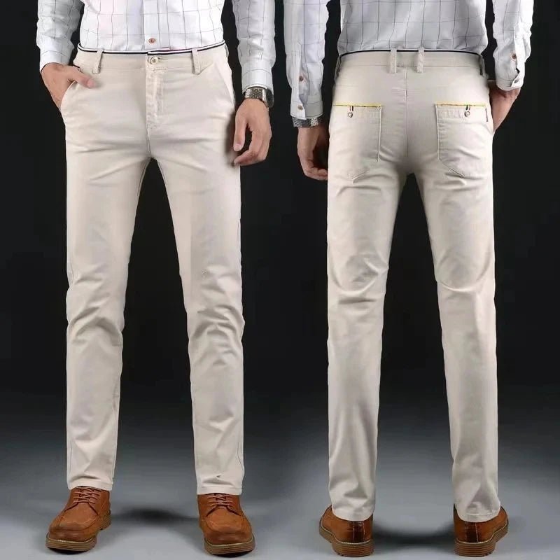 6 Colors Fashion Mens Slim Fit Casual Pants Korea Style Business Work Trousers All - match Mens Midwaist Straight Casual Pants - PratSN