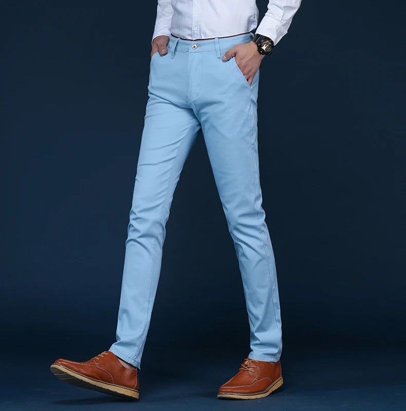6 Colors Fashion Mens Slim Fit Casual Pants Korea Style Business Work Trousers All - match Mens Midwaist Straight Casual Pants - PratSN