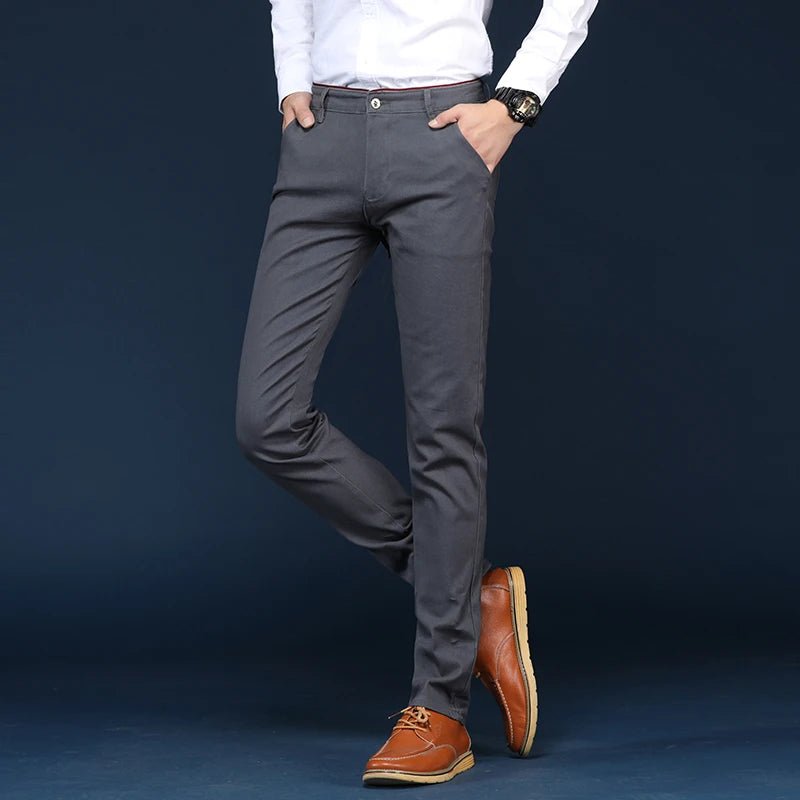 6 Colors Fashion Mens Slim Fit Casual Pants Korea Style Business Work Trousers All - match Mens Midwaist Straight Casual Pants - PratSN