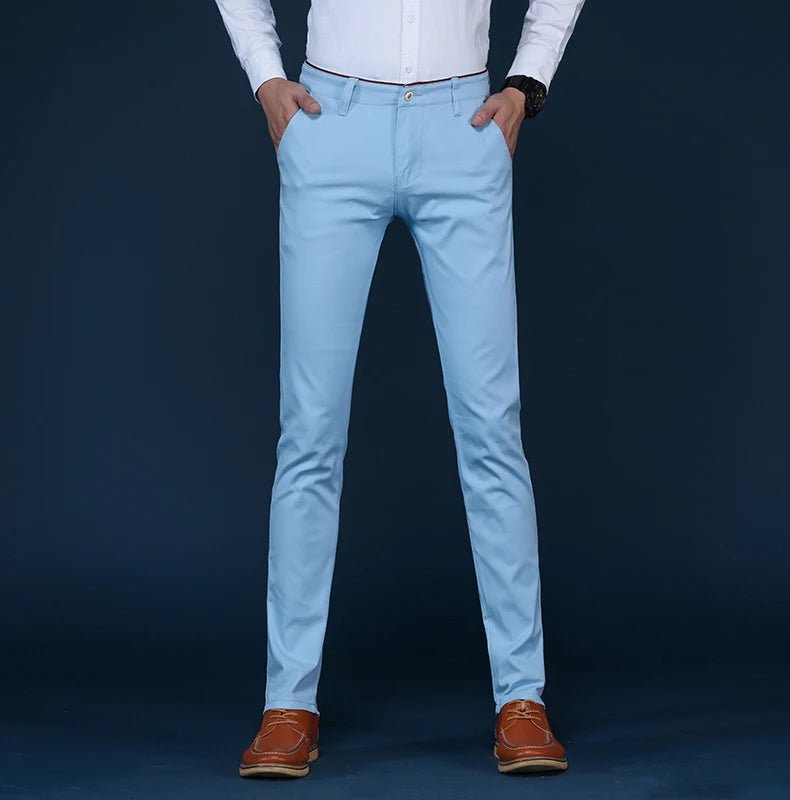 6 Colors Fashion Mens Slim Fit Casual Pants Korea Style Business Work Trousers All - match Mens Midwaist Straight Casual Pants - PratSN