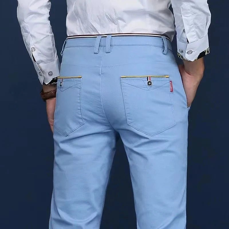 6 Colors Fashion Mens Slim Fit Casual Pants Korea Style Business Work Trousers All - match Mens Midwaist Straight Casual Pants - PratSN