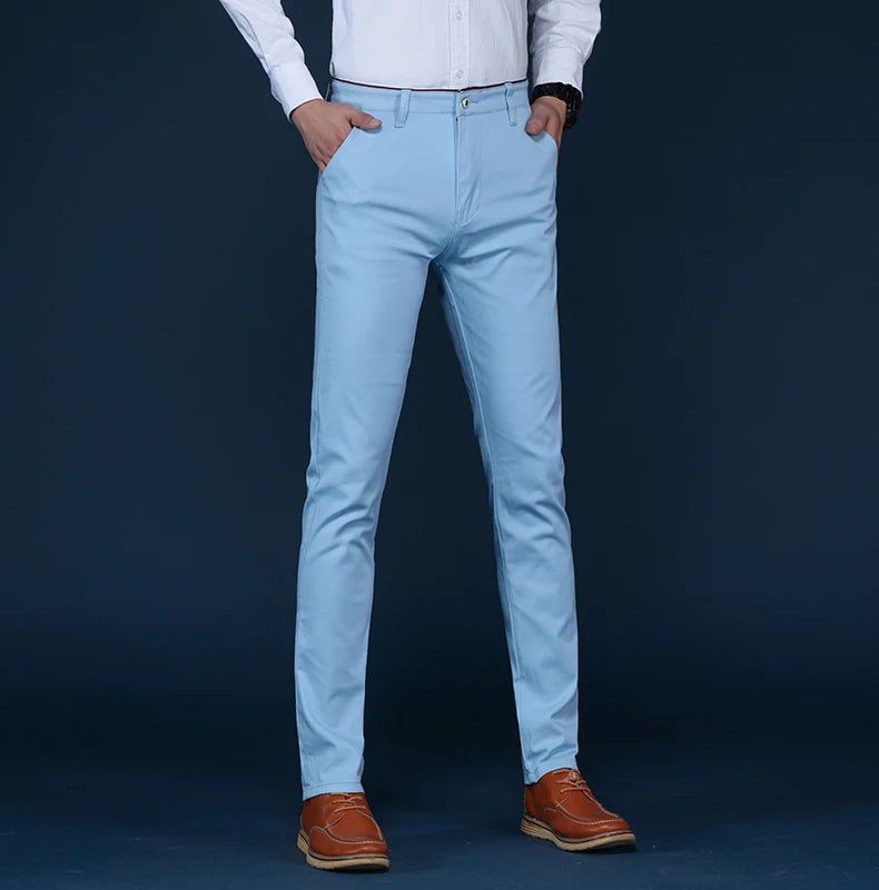 6 Colors Fashion Mens Slim Fit Casual Pants Korea Style Business Work Trousers All - match Mens Midwaist Straight Casual Pants - PratSN