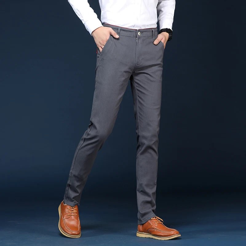 6 Colors Fashion Mens Slim Fit Casual Pants Korea Style Business Work Trousers All - match Mens Midwaist Straight Casual Pants - PratSN