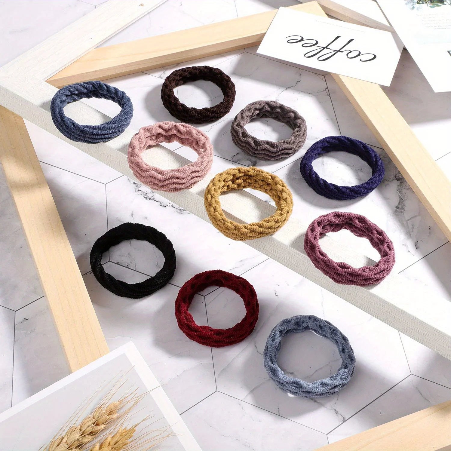 60 Pcs Seamless Hair Ties Ponytail Holders Thick Elastic Hair Tie Cotton No Crease Hair Band Lightweight Highly Elastic - PratSN