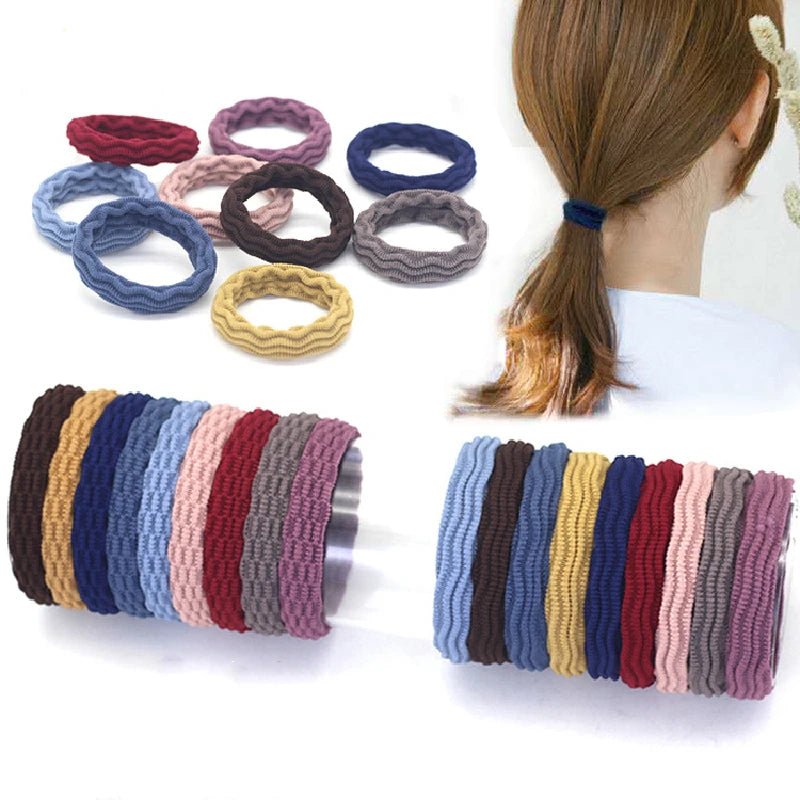 60 Pcs Seamless Hair Ties Ponytail Holders Thick Elastic Hair Tie Cotton No Crease Hair Band Lightweight Highly Elastic - PratSN