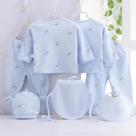 7Piece Spring Newborn Baby Stuff Toddler Clothes Cartoon Cute Cotton T-shirt+Pants+Hats Infant Boys Girls Clothing Set BC316 - PratSN