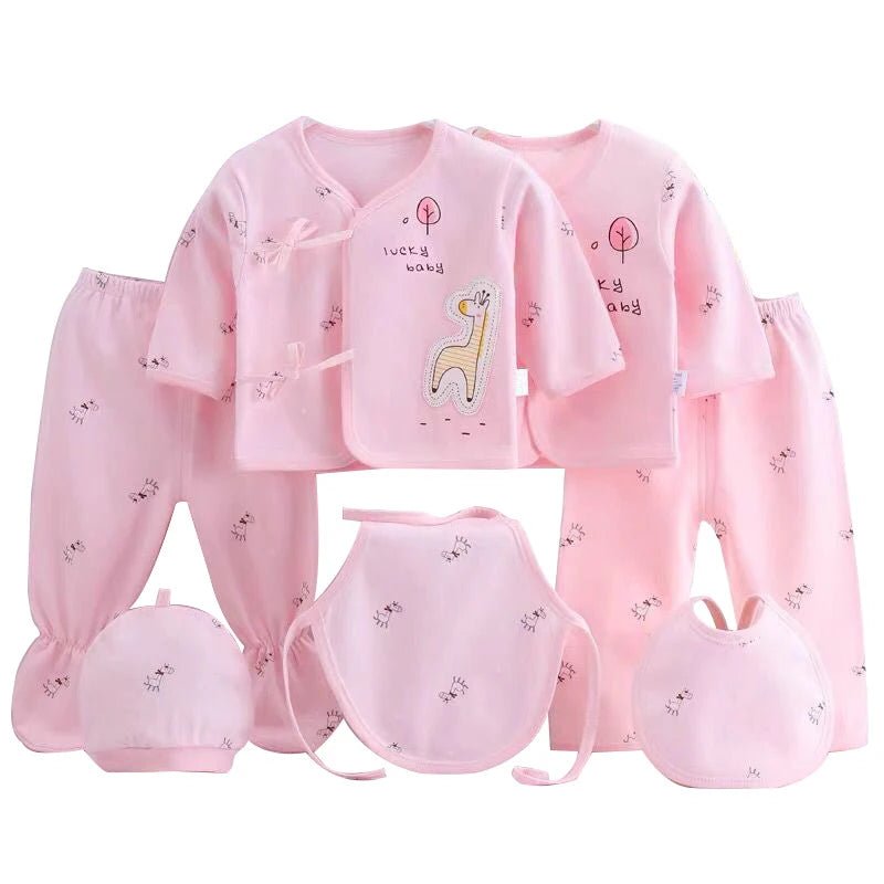 7Piece Spring Newborn Baby Stuff Toddler Clothes Cartoon Cute Cotton T-shirt+Pants+Hats Infant Boys Girls Clothing Set BC316 - PratSN