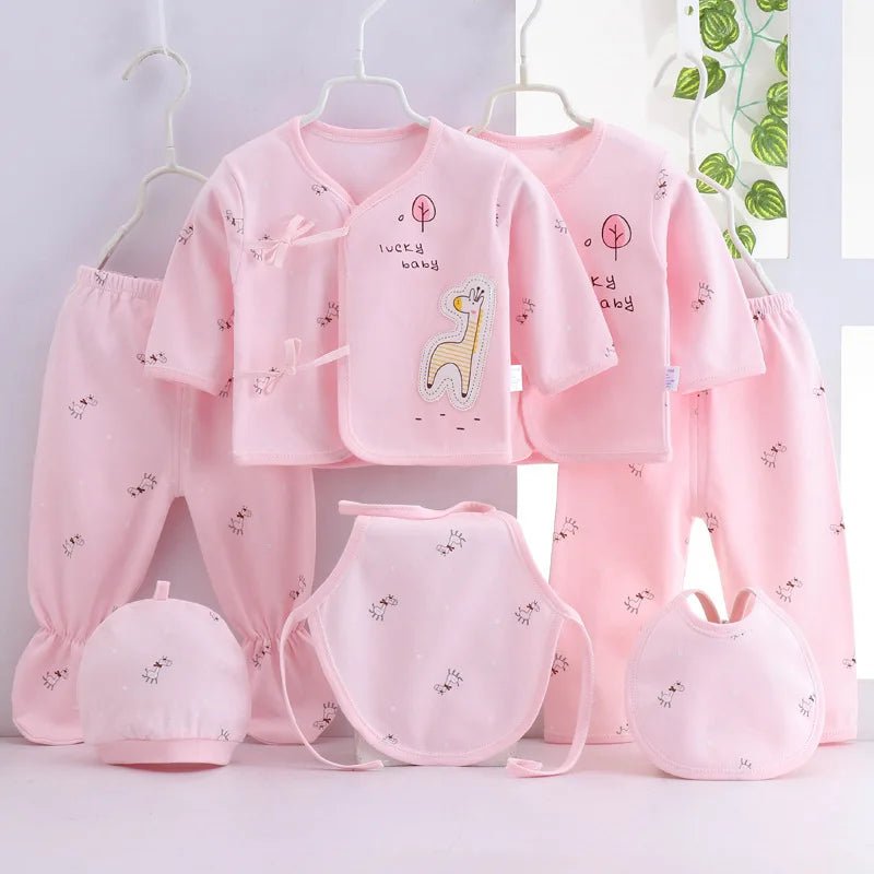 7Piece Spring Newborn Baby Stuff Toddler Clothes Cartoon Cute Cotton T-shirt+Pants+Hats Infant Boys Girls Clothing Set BC316 - PratSN