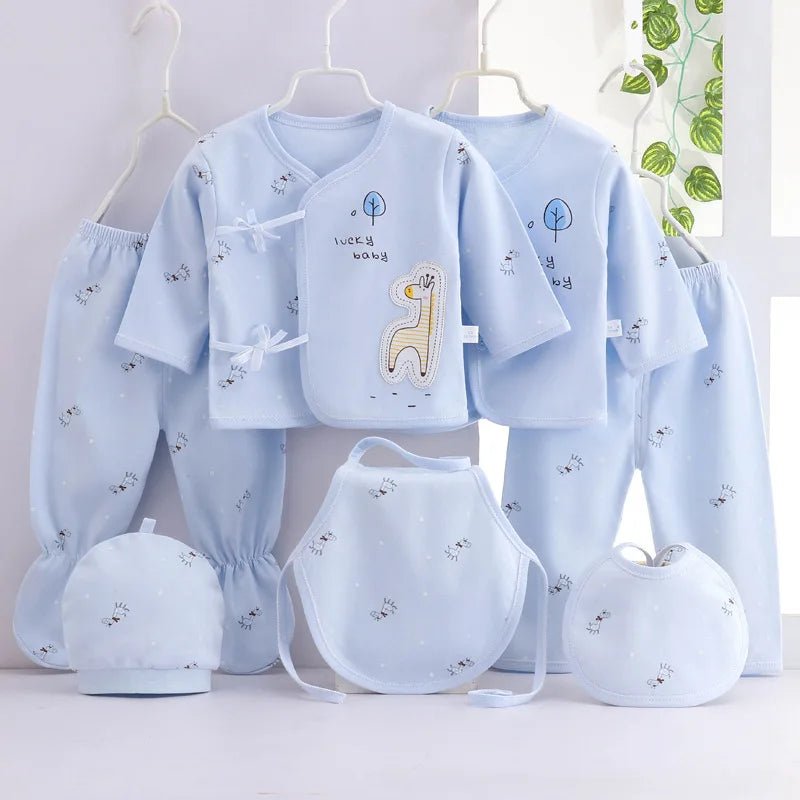 7Piece Spring Newborn Baby Stuff Toddler Clothes Cartoon Cute Cotton T-shirt+Pants+Hats Infant Boys Girls Clothing Set BC316 - PratSN
