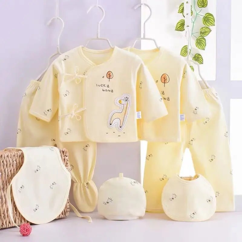 7Piece Spring Newborn Baby Stuff Toddler Clothes Cartoon Cute Cotton T-shirt+Pants+Hats Infant Boys Girls Clothing Set BC316 - PratSN
