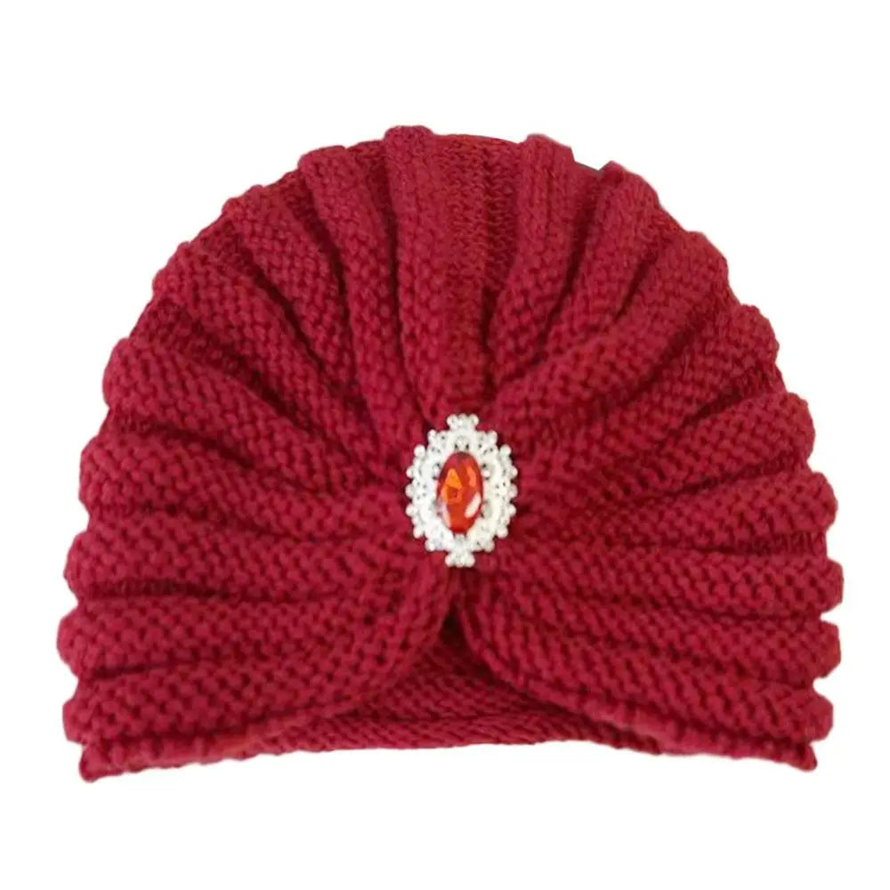 Women's Fashion Winter Warm Hijab Caps Soft Thick Bohemia Turban Wool Knitting Cashmere Turban Cap