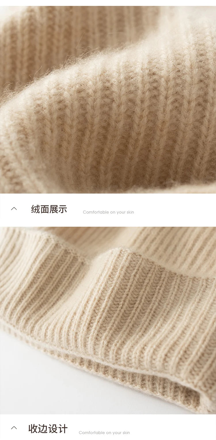 Women's 2025  Autumn Winter Hats 100% Pure Cashmere Knitted Soft Warm Thick Cap  High Quality