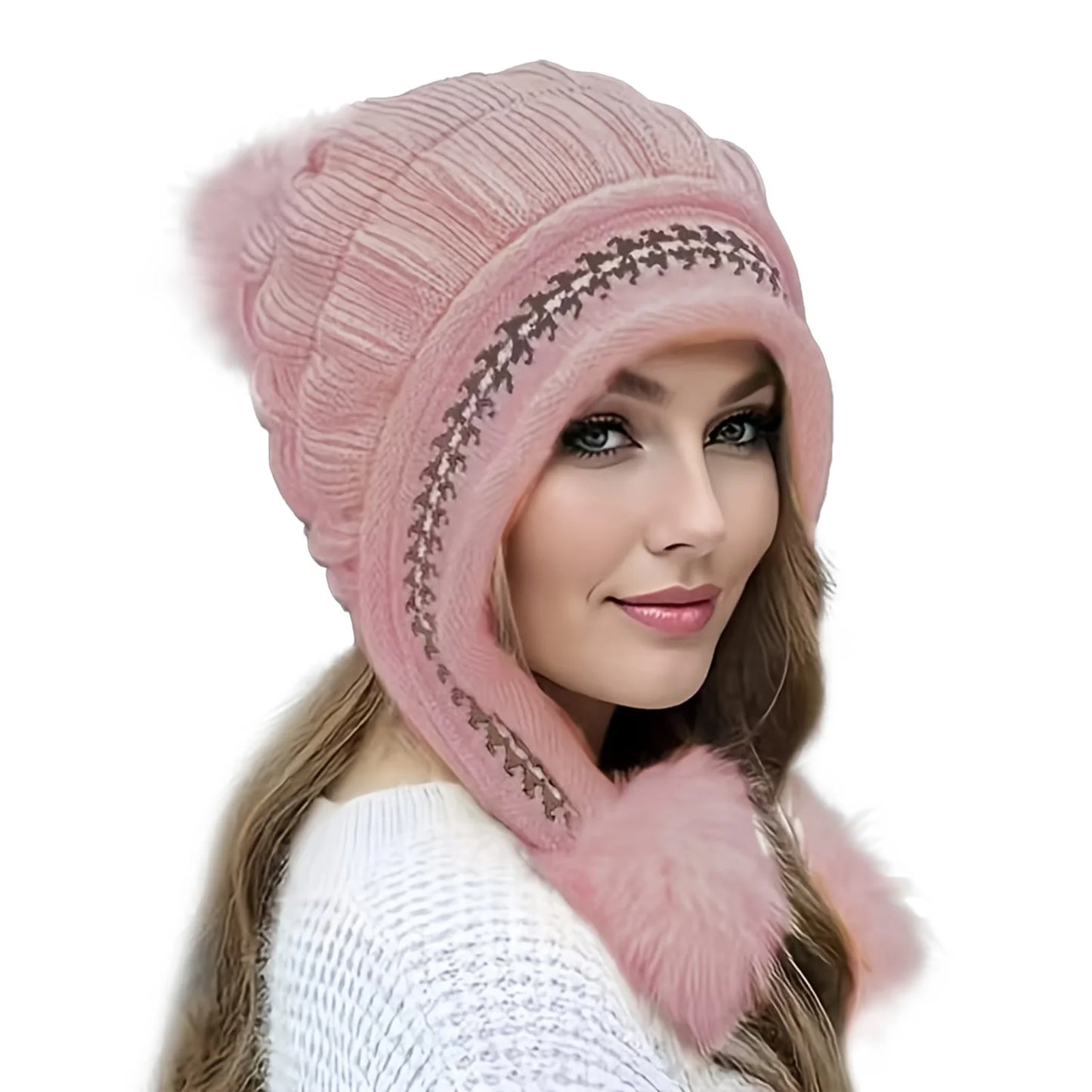 Women's Soft Winter Warm Fur Hat Fleece Lined Earflap Hat Beanie Casual Cold Weather