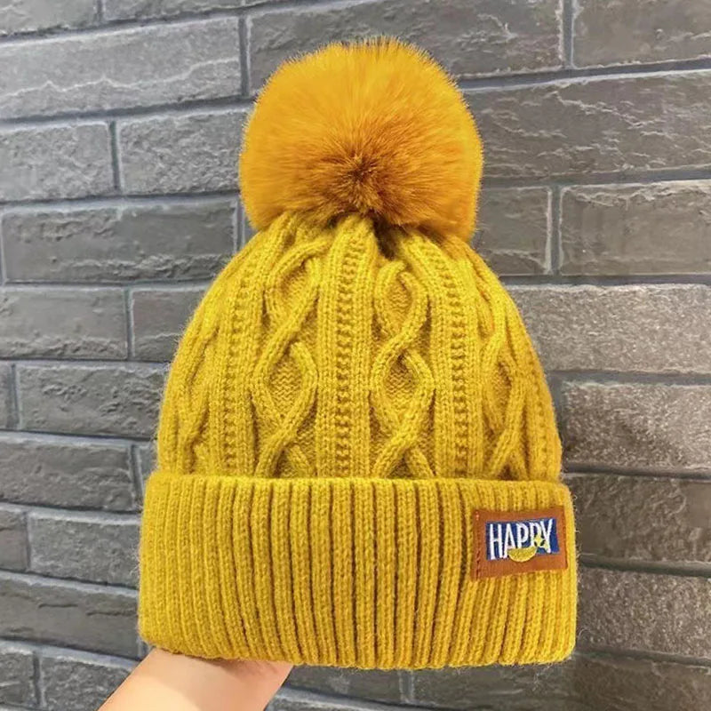 Winter Knitted Woolen Hat Women Warm Beanies Outdoor Cold-proof Ears Cap