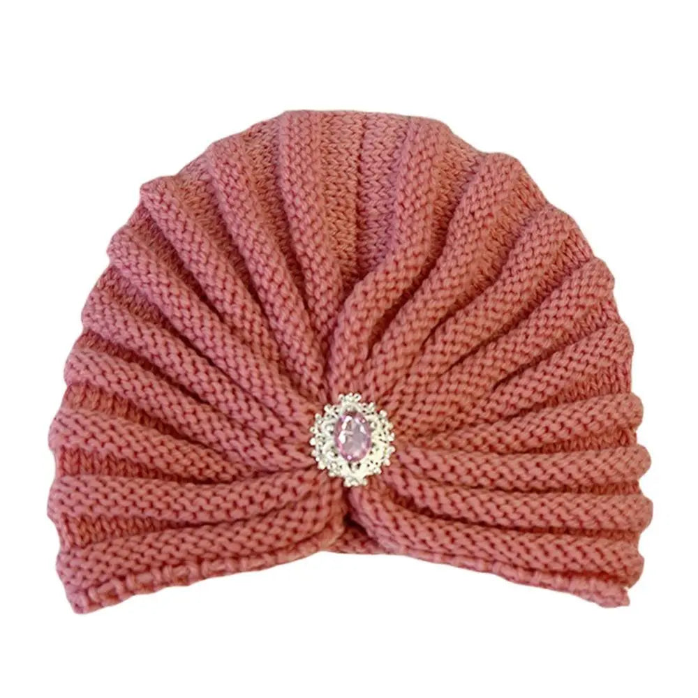 Women's Fashion Winter Warm Hijab Caps Soft Thick Bohemia Turban Wool Knitting Cashmere Turban Cap