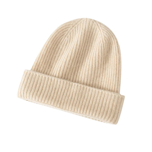 Women's 2025  Autumn Winter Hats 100% Pure Cashmere Knitted Soft Warm Thick Cap  High Quality