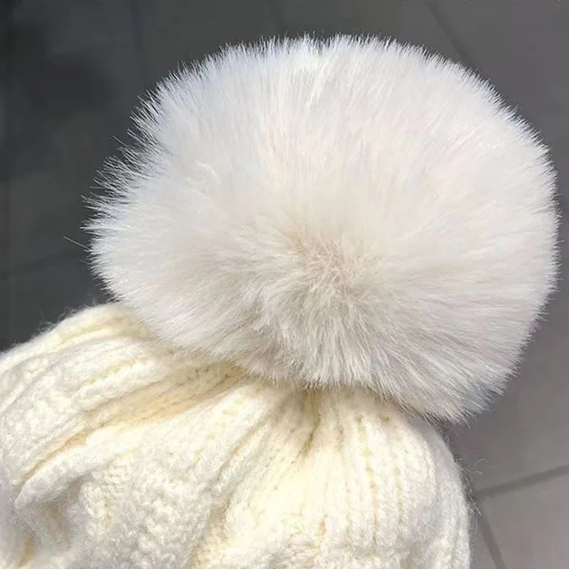 Winter Knitted Woolen Hat Women Warm Beanies Outdoor Cold-proof Ears Cap