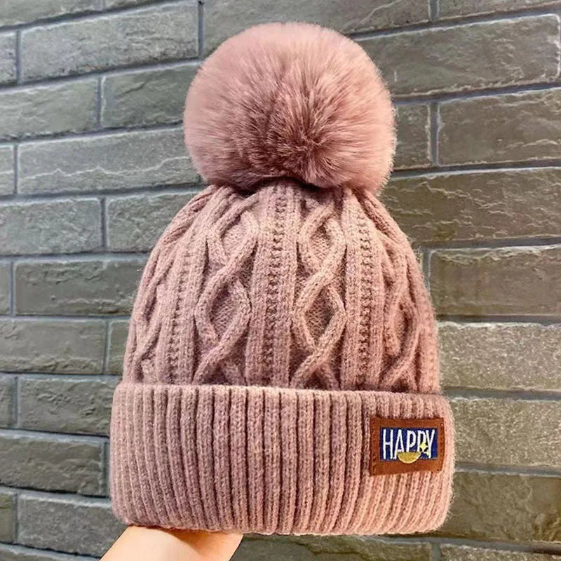 Winter Knitted Woolen Hat Women Warm Beanies Outdoor Cold-proof Ears Cap