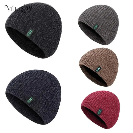 Unisex Two-Tone Winter Hats Add Fur Lined Men And Women Fashion Warm Beanie Cap Casual Winter Knitted Hats