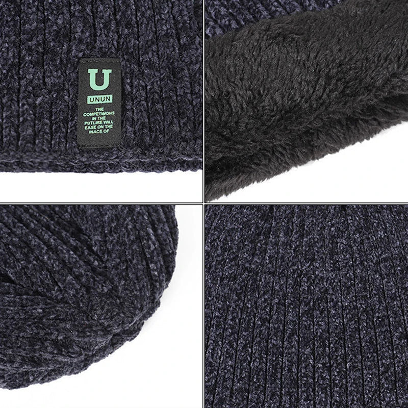 Unisex Two-Tone Winter Hats Add Fur Lined Men And Women Fashion Warm Beanie Cap Casual Winter Knitted Hats