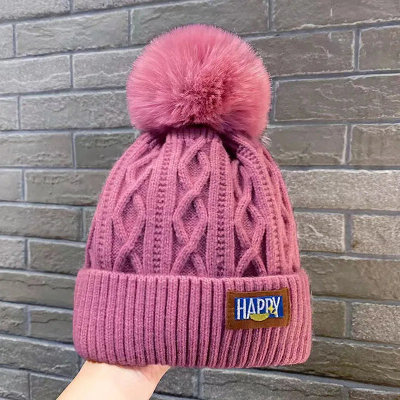Winter Knitted Woolen Hat Women Warm Beanies Outdoor Cold-proof Ears Cap